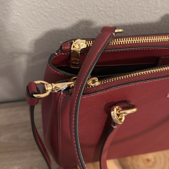 Coach Etta deep red gold accent hardware carryall satchel bag new - Picture 10 of 16